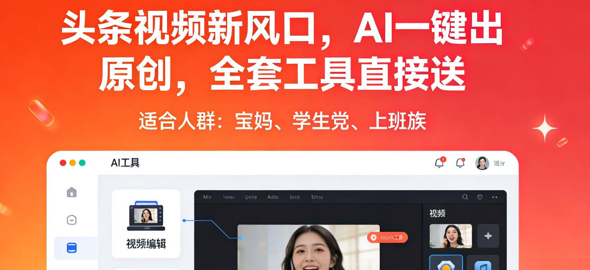 头条视频新风口，AI一键出原创，全套工具直接送，人人可做，有手就行【揭秘】-木子聊项目