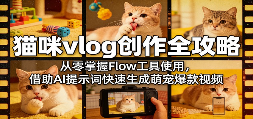 猫咪vlog创作全攻略：从零掌握Flow工具使用，借助AI提示词快速生成萌宠爆款视频-木子聊项目