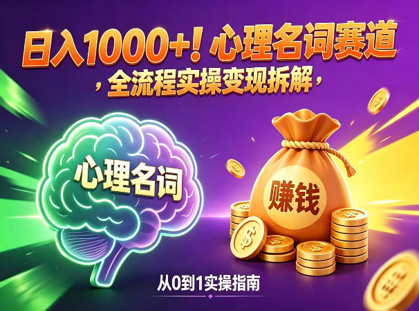 心理名词赛道，新手小白也能做，全流程项目拆解，单日变现1k+-木子聊项目