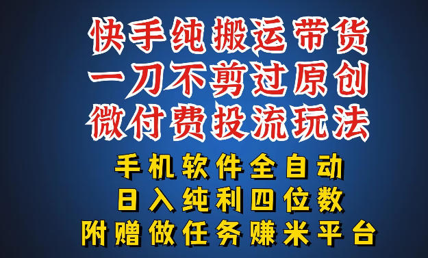 最新黑科技快手搬运带货方法，手机就能操作，轻松带你日入四位数【揭秘】-木子聊项目