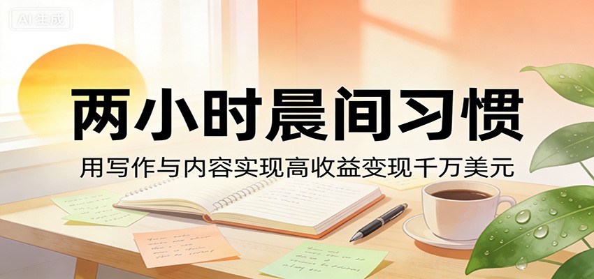付费文章:两小时晨间习惯,用写作与内容实现高收益变现千万美元-木子聊项目