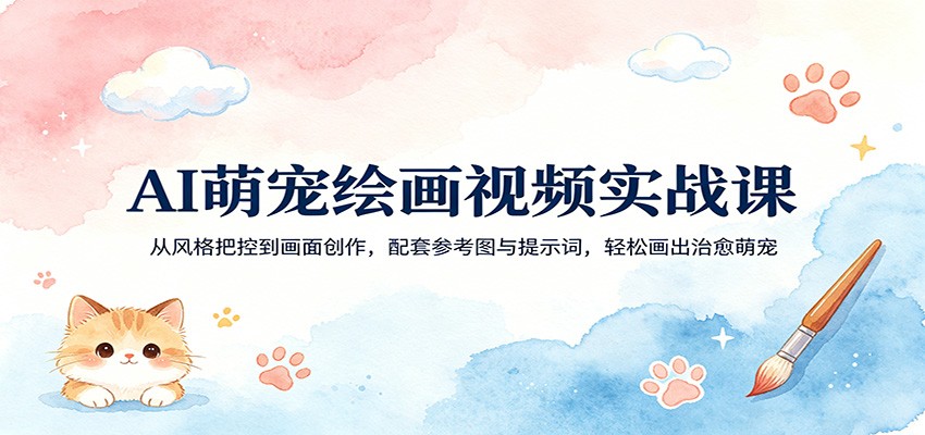 AI萌宠绘画视频实战课：从风格把控到画面创作，配套参考图与提示词，轻松画出治愈萌宠-木子聊项目
