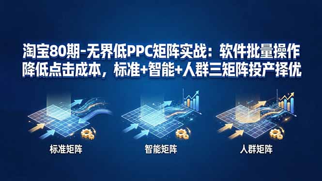 淘宝80期-无界低PPC矩阵实战：软件批量操作降低点击成本，标准+智能+人群三矩阵投产择优-木子聊项目