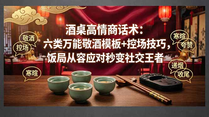 付费文章：酒桌高情商话术：六类万能敬酒模板+控场技巧，饭局从容应对秒变社交王者-木子聊项目