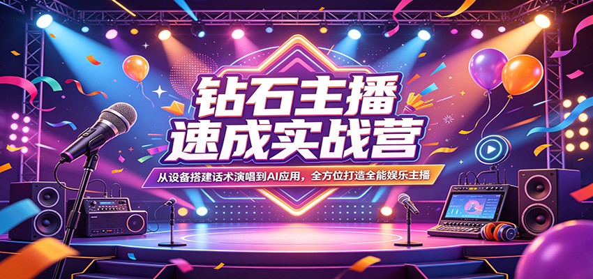钻石主播速成实战营：从设备搭建话术演唱到AI应用，全方位打造全能娱乐主播-木子聊项目