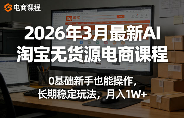 2026年3月最新AI淘宝无货源电商课程，0基础新手也能操作，长期稳定玩法，月入1W+(更新0415)-木子聊项目
