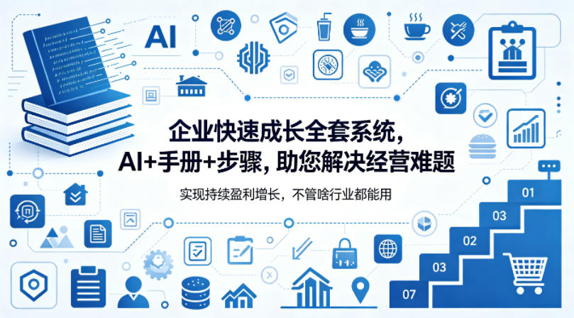企业快速成长全套系统，AI+手册+步骤，助您解决经营难题，实现持续盈利增长，不管啥行业都能用-木子聊项目