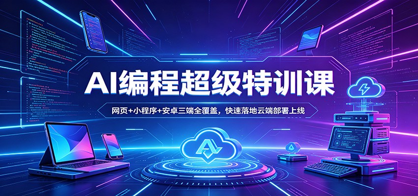 AI编程超级特训课：网页+小程序+安卓三端全覆盖，快速落地云端部署上线-木子聊项目