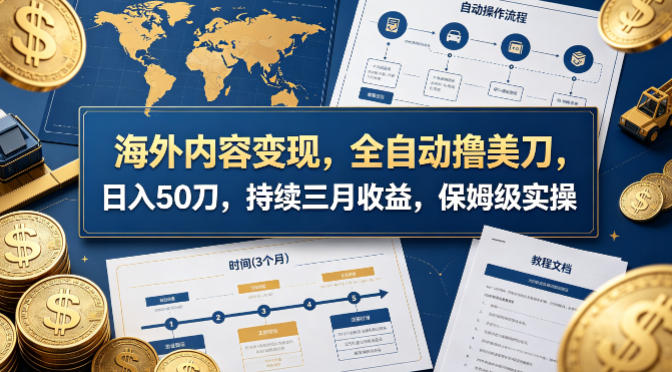 海外内容变现，全自动撸美刀，日入50刀，持续三月收益，保姆级实操【揭秘】-木子聊项目