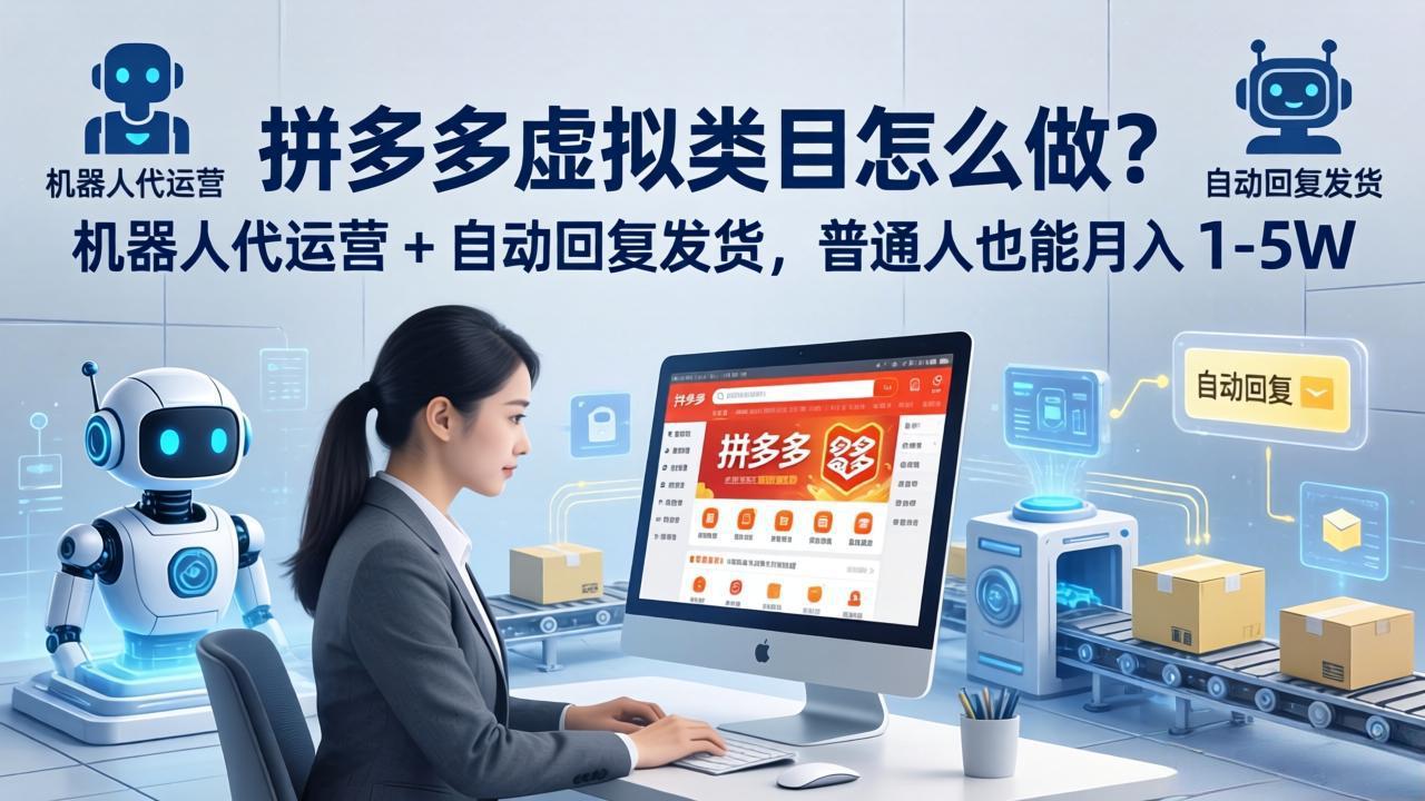 拼多多虚拟类目怎么做？机器人代运营 + 自动回复发货，普通人也能月入 1-5W-木子聊项目