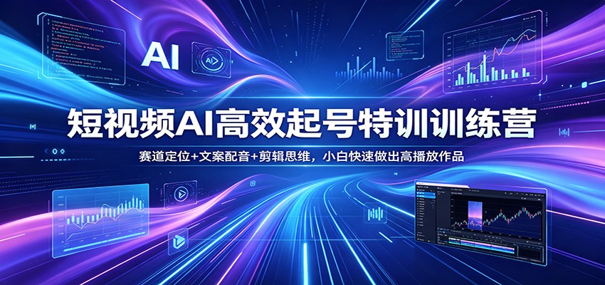 短视频AI高效起号特训训练营：赛道定位+文案配音+剪辑思维，小白快速做出高播放作品-木子聊项目