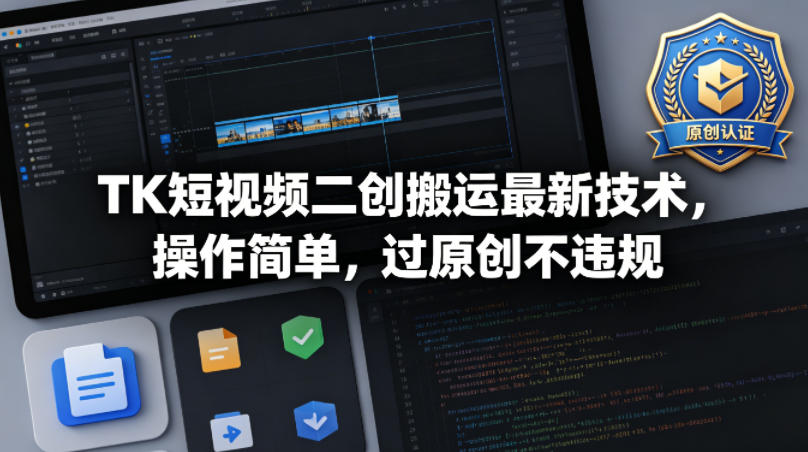 TK短视频二创搬运最新技术，操作简单，过原创不违规-木子聊项目
