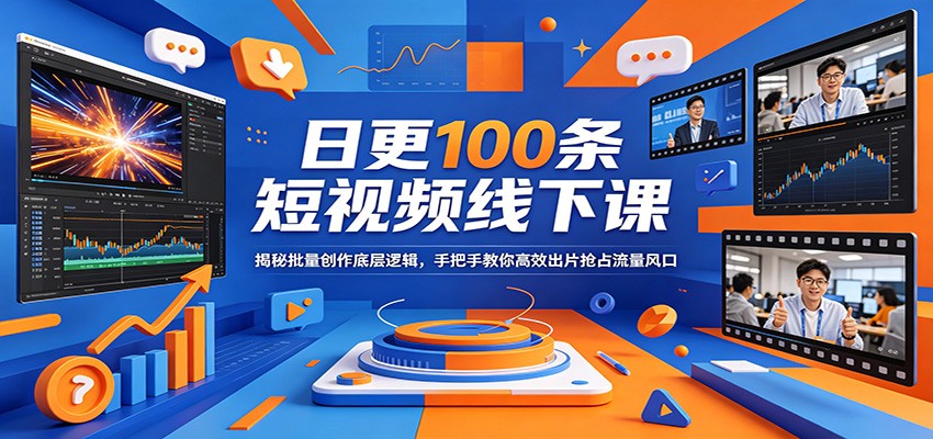 日更100条短视频线下课:揭秘批量创作底层逻辑,手把手教你高效出片抢占流量风口-木子聊项目