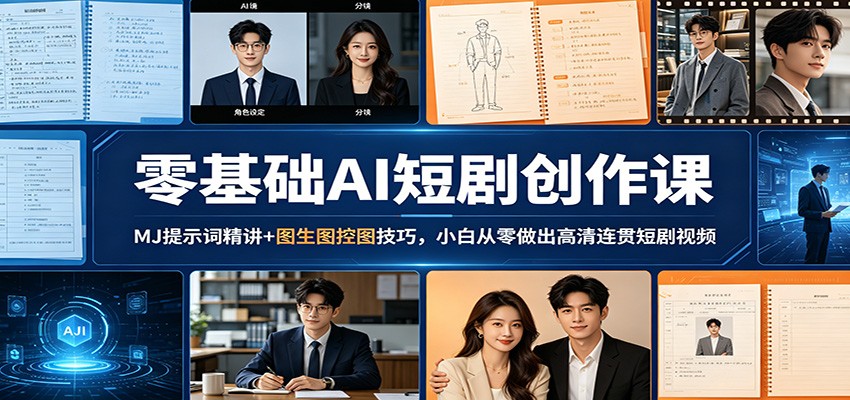 零基础AI短剧创作课：MJ提示词精讲+图生图控图技巧，小白从零做出高清连贯短剧视频-木子聊项目