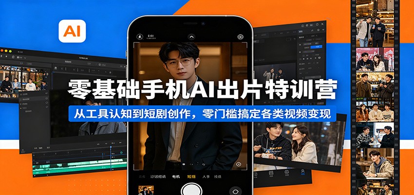 零基础手机AI出片特训营：从工具认知到短剧创作，零门槛搞定各类视频变现-木子聊项目