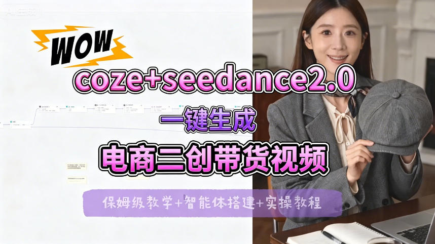 【Coze工作流搭建实操教程】seedance2.0+coze一键生成电商二创带货视频，全流程保姆级教学-木子聊项目