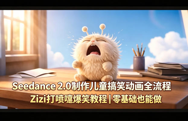 Seedance 2.0制作儿童搞笑动画全流程Zizi打喷嚏爆笑教程｜零基础也能做-木子聊项目