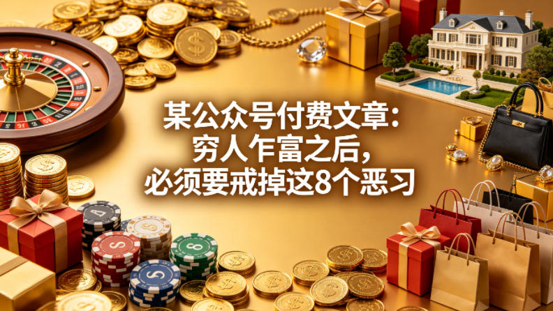 某公众号付费文章：穷人乍富之后，必须要戒掉这8个恶习-木子聊项目