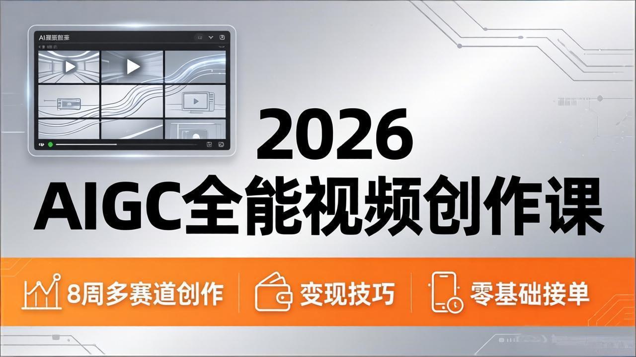 2026AIGC全能视频创作课，8周吃透多赛道创作+变现，零基础也能高效出片接单-木子聊项目