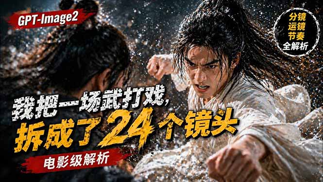 用GPT-Image2，把一段武打对决拆成24个连续镜头，从人物建立、动作衔接、运镜节奏，到情绪爆发-木子聊项目