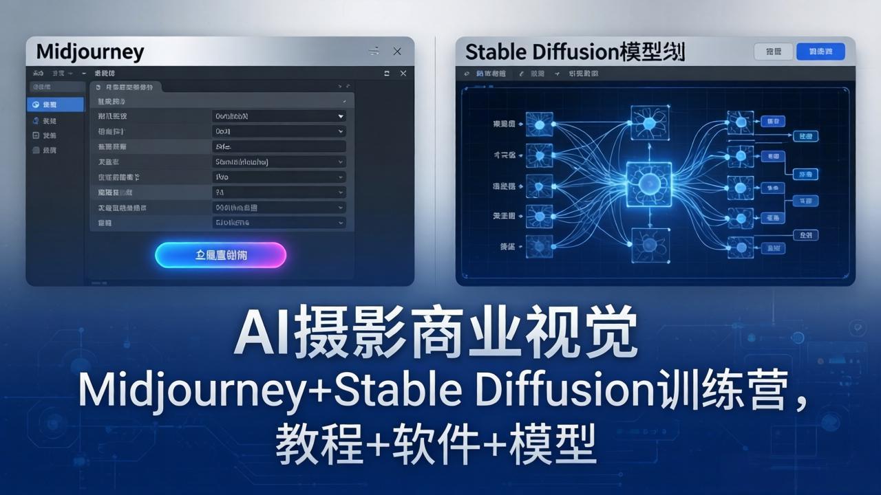 AI摄影商业视觉Midjourney+Stable Diffusion训练营，教程+软件+模型-木子聊项目