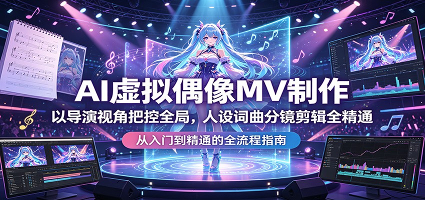 AI虚拟偶像MV制作：以导演视角把控全局，人设词曲分镜剪辑全精通-木子聊项目