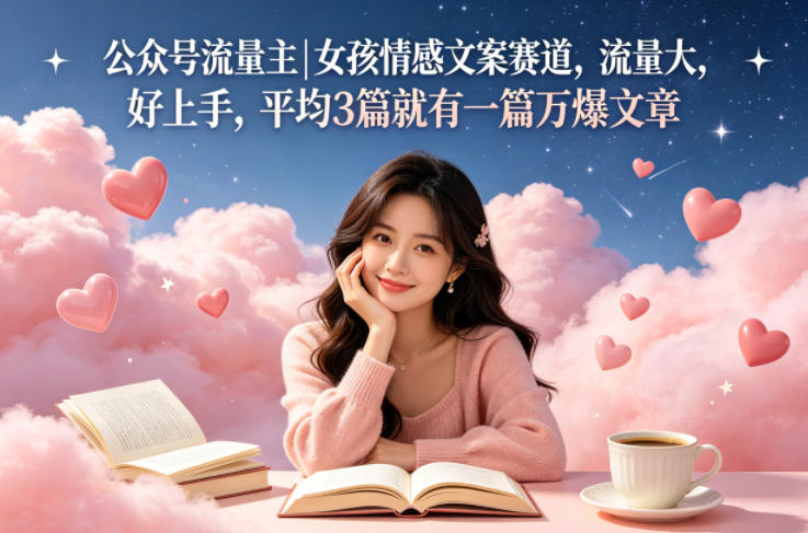 公众号流量主女孩情感文案赛道，流量大，好上手，平均3篇就有一篇万爆文章-木子聊项目