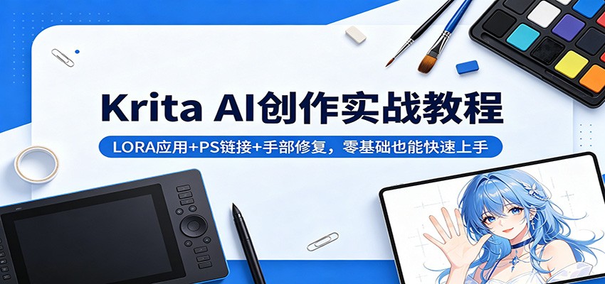 Krita AI创作实战教程：LORA应用+PS链接+手部修复，零基础也能快速上手-木子聊项目