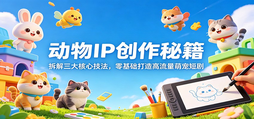 动物IP创作秘籍：拆解三大核心技法，零基础打造高流量萌宠短剧-木子聊项目
