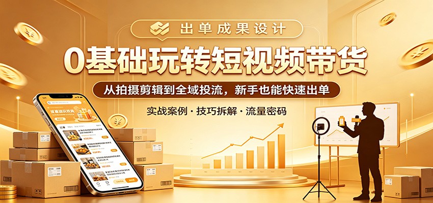 0基础玩转短视频带货：从拍摄剪辑到全域投流，新手也能快速出单-木子聊项目