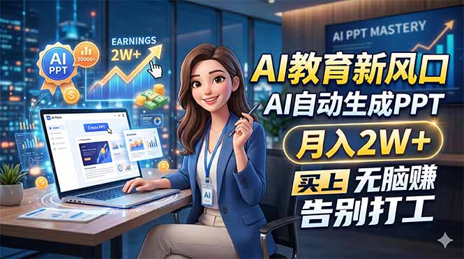 AI教育新风口，AI自动生成PPT，月入2W+，无脑赚，告别打工-木子聊项目