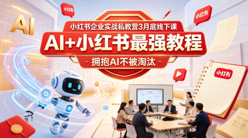 小红书企业实战私教营3月底线下课，AI+小红书最强教程，拥抱AI不被淘汰-木子聊项目