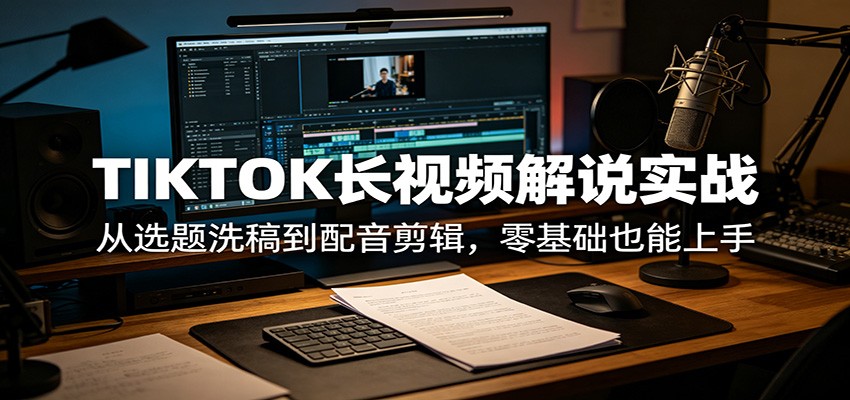 TIKTOK长视频解说实战：从选题洗稿到配音剪辑，零基础也能上手-木子聊项目
