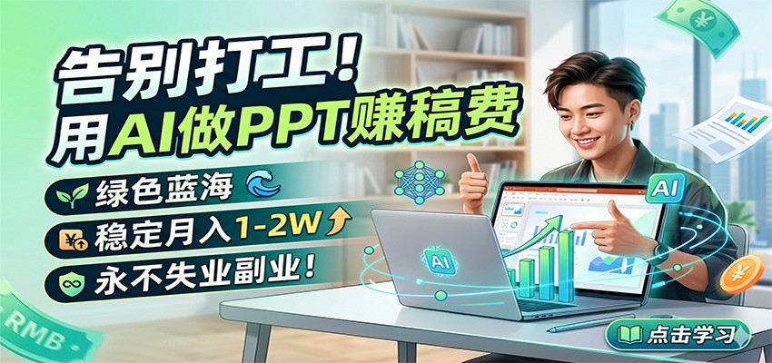 告别打工!用AI做PPT赚稿费,绿色蓝海,稳定月入1-2W,永不失业副业!-木子聊项目