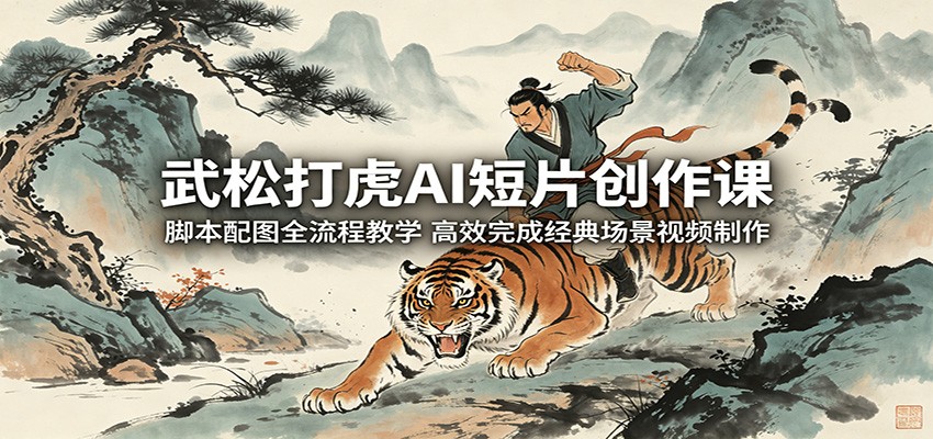 武松打虎AI短片创作课：脚本配图全流程教学，高效完成经典场景视频制作-木子聊项目