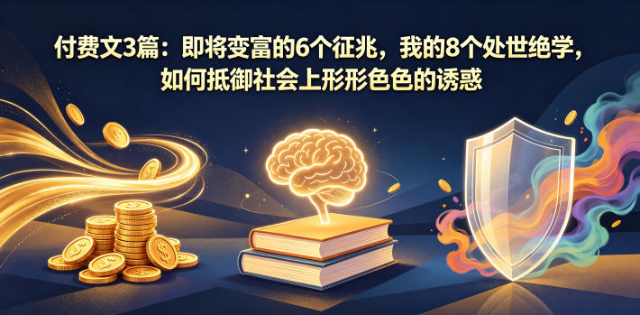付费文3篇：即将变富的6个征兆，我的8个处世绝学，如何抵御社会上形形色色的诱惑-木子聊项目