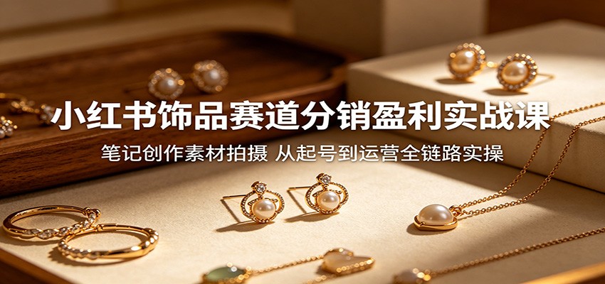 小红书饰品赛道分销盈利实战课：笔记创作素材拍摄，从起号到运营全链路实操-木子聊项目