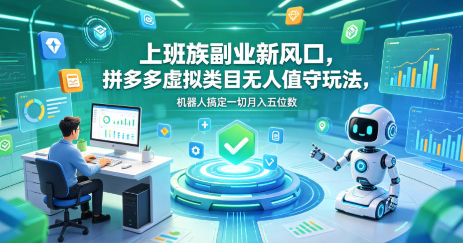 上班族副业新风口，拼多多虚拟类目无人值守玩法，机器人搞定一切月入五位数【揭秘】-木子聊项目