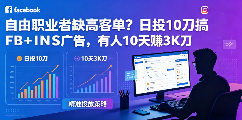 自由职业者缺高客单？日投10刀搞FB+INS广告，有人10天赚3K刀！【原创双语字幕】-木子聊项目