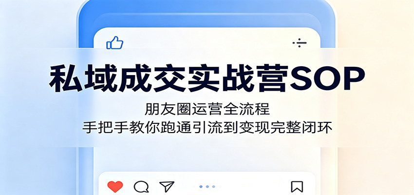 私域成交实战营SOP:朋友圈运营全流程,手把手教你跑通引流到变现完整闭环-木子聊项目