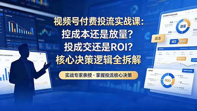 视频号付费投流实战课-5月：控成本还是放量？投成交还是ROI？核心决策逻辑全拆解-木子聊项目