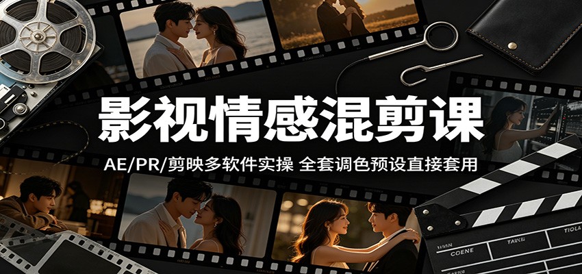 影视情感混剪课：AE/PR/剪映多软件实操，全套调色预设直接套用-木子聊项目