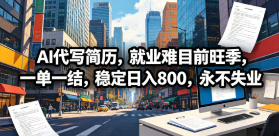 AI代写简历，就业难目前旺季，一单一结，稳定日入800，永不失业-木子聊项目