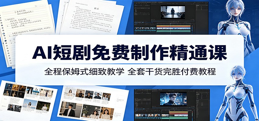 AI短剧免费制作精通课：全程保姆式细致教学，全套干货完胜付费教程-木子聊项目