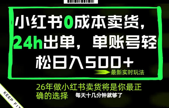 小红书0成本AI卖货，24小时出单，全流程托管，保底日入500+，每天十几分钟就够了【揭秘】-木子聊项目