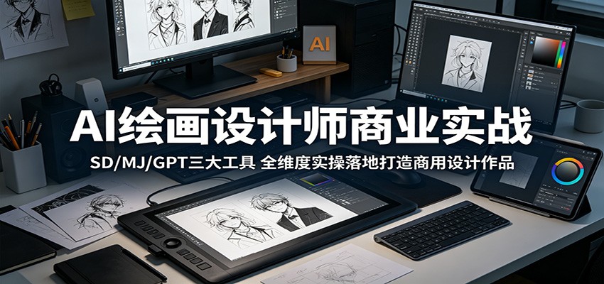 AI绘画设计师商业实战：SD/MJ/GPT三大工具，全维度实操落地打造商用设计作品-木子聊项目