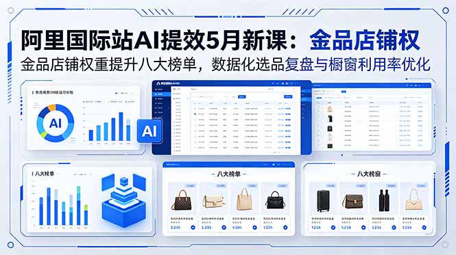 阿里国际站AI提效5月新课：金品店铺权重提升八大榜单，数据化选品复盘与橱窗利用率优化-木子聊项目