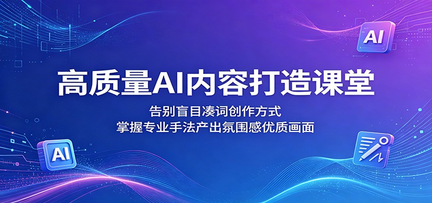 高质量AI内容打造课堂：告别盲目凑词创作方式，掌握专业手法产出氛围感优质画面-木子聊项目