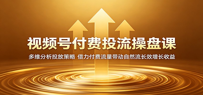 视频号付费投流操盘课：多维分析投放策略，借力付费流量带动自然流长效增长收益-木子聊项目