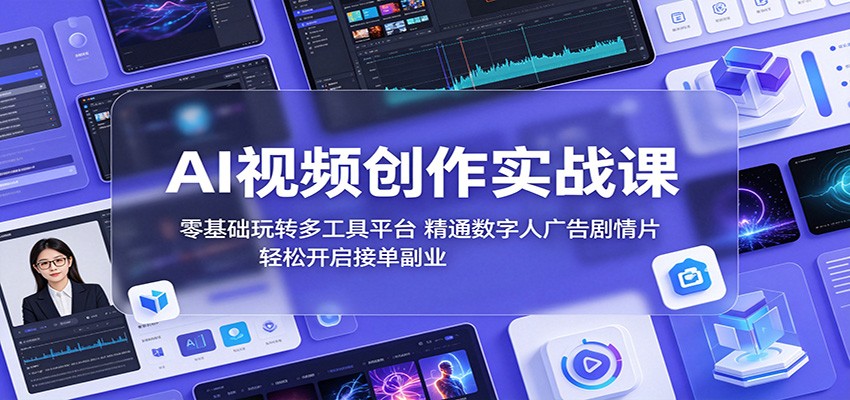AI视频创作实战课：零基础玩转多工具平台，精通数字人广告、剧情片，轻松开启接单副业-木子聊项目